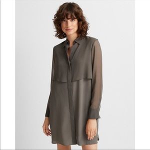 Club Monaco Silk Shirt Dress in deep green
